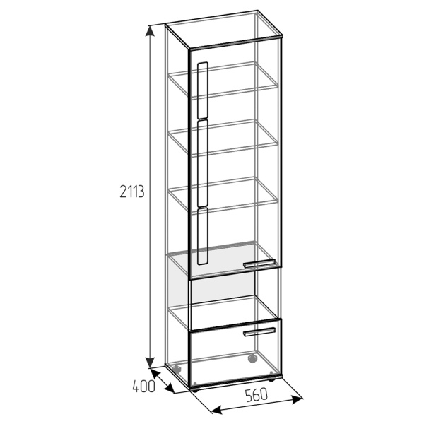 Crown 11 (гостиная) Шкаф МЦН (01) (Дуб золотистый/Графит)  Crown 11 (гостиная) Шкаф МЦН (01) (Дуб золотистый/Графит)