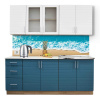 Кухонный гарнитур №9 белый/бирюза  (столешник, без мойки) 2,0м