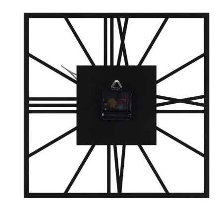 Часы настенные из металла, квадрат 35 см, черный Рим 2