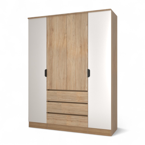 Шкаф ВЕНСЕН Дуб сонома 4-х дв., 3 ящ, Зеркало/ Дуб Сонома Шкаф ВЕНСЕН Дуб сонома 4-х дв., 3 ящ, Зеркало/ Дуб Сонома