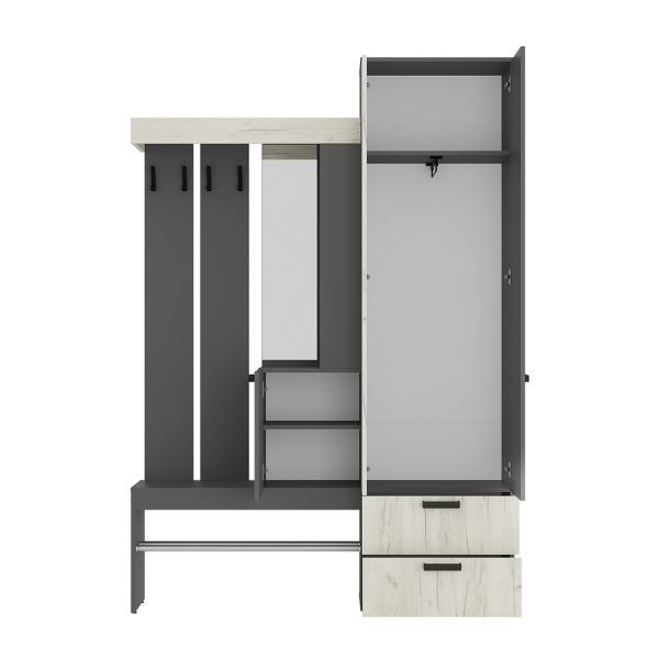 Прихожая Трамп Графит/дуб крафт белый