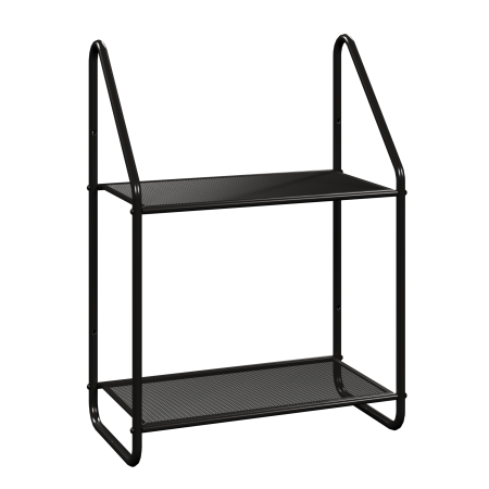 Полка настенная Барселона 12 , 2-х ярусная /Черный /450 х 245 х 620