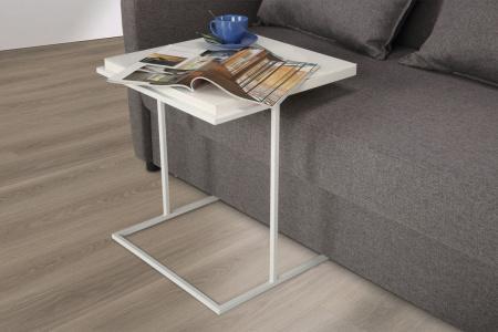 Стол Граф Белый/Белый стекло 500/550/500