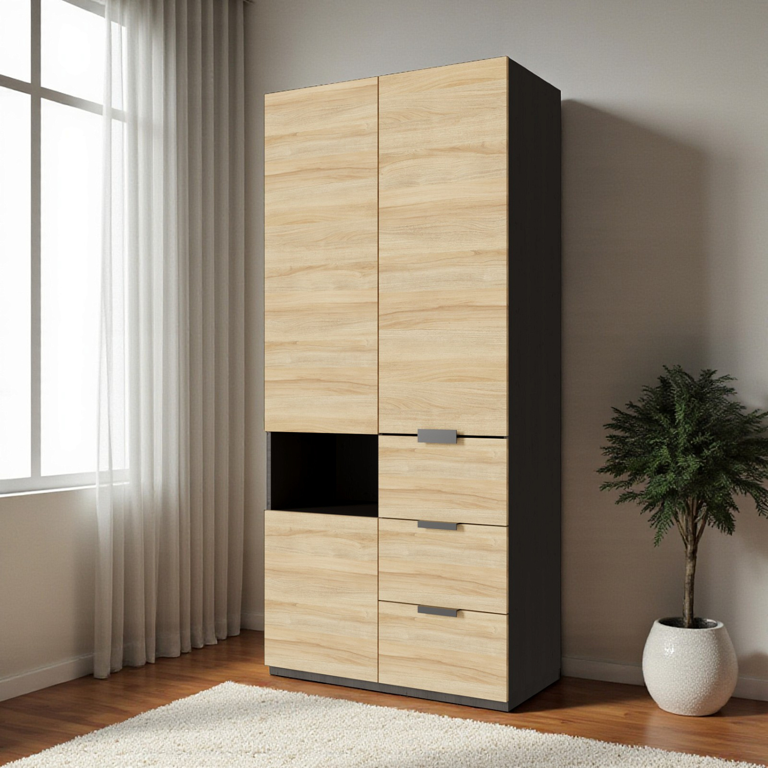 Шкаф "Ним" 3дв 3ящ  венге/сонома