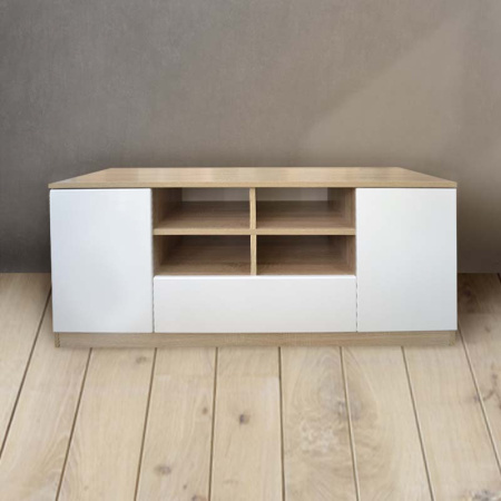 Тумба ТВ ТМ24 дуб сонома/белый глянец