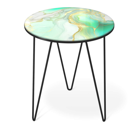 Стол журнальный Sheffilton SHT-CT27 стекло/ металл SHT- СЖ8 лазурно голубой/черный муар