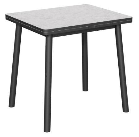 Стол  Дакар-1L New 80*65(+65) царга Чёрный/ЛДСП светлый цемент+нога №15 черный