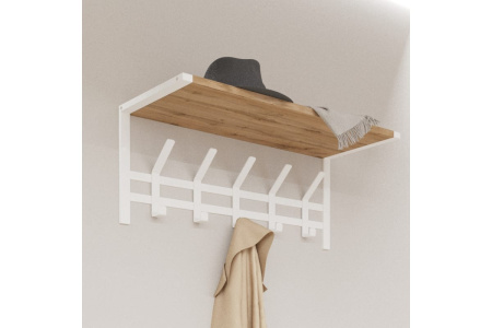Вешалка Торонто 21Д с полкой Белый/Дуб Вотан*670