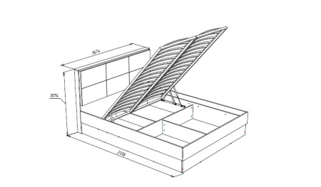 Венеция Кровать (без основания)  1600*2000 дуб Серый К.