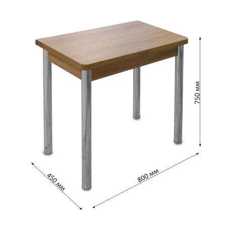 Стол Уют 4 450(+450)*800*750/ДСП дуб сонома/опора D50 "труба" хром