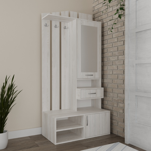 н_Прихожая Рейн-1 с зеркалом, (Сосна Лофт)