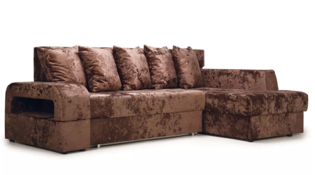 Диван угловой Марго правый коричневый велюр
