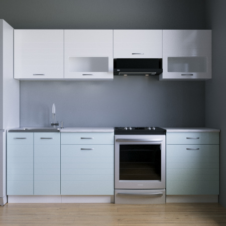 Кухонный гарнитур  РУМБА №5/ 1Белый Глянец/Мята Соф  (столешник, без мойки) 1,8 м