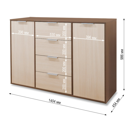 Комод БН-174-03 (1400) ясень шимо/дуб млечный