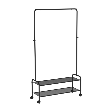 Вешалка гардеробная "Валенсия 32М" с двумя полками на колесах/Черный
