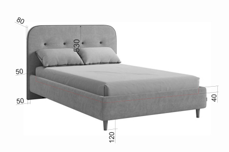 Кровать с основанием Лео 120х200 см графит/галька/велюр