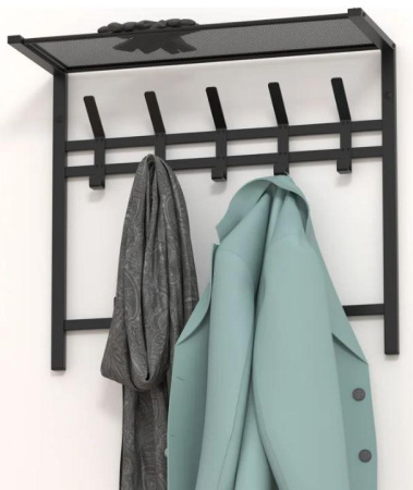 Вешалка Торонто 22 с полкой  2-х ярусная металл Черный*670 /ВСПТ22 Ч