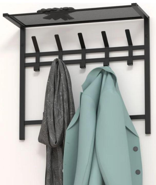 Вешалка Торонто 22 с полкой  2-х ярусная металл Черный*670 /ВСПТ22 Ч