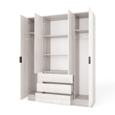 Шкаф ВЕНСЕН Сосна Лофт 4-х дв., 3 ящ, Зеркало / Сосна Лофт 