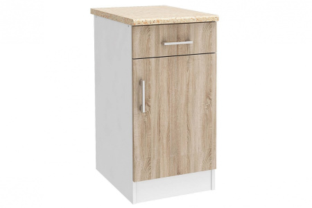 Уют СТЛ.275.03 Шкаф напольный 40 + фасад + столешница Белый/Дуб Сонома