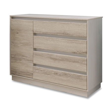 Комод Грас 4ящ, 1 дв. Сосна Лофт, фасады МДФ Ясень
