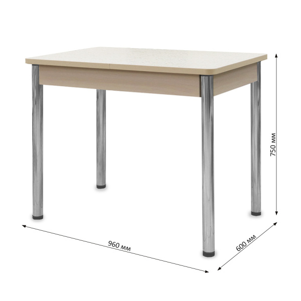 Стол Айсберг-мини PL 960(1260)*600, ЛДСП Дуб мол., пластик Бежевые цветы/нога ПРЯМ хром 4 Стол Айсберг-мини PL 960(1260)*600, ЛДСП Дуб мол., пластик Бежевые цветы/нога ПРЯМ хром 4