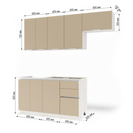 Кухонный гарнитур Соул 1,4м Сосна Лофт/Вижен (без столешницы без мойки)