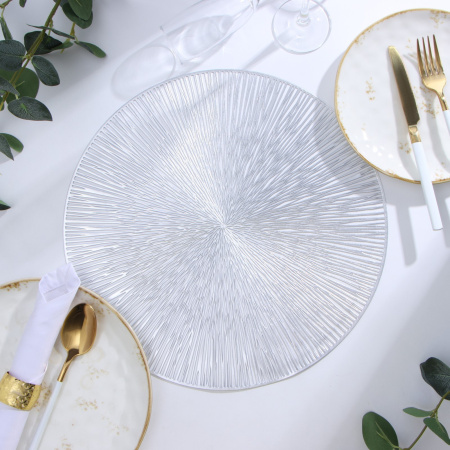 Салфетка сервировочная Доляна цв.серебро, d 38 см 