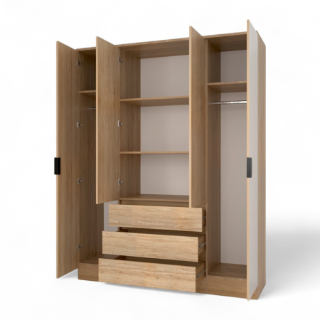 Шкаф ВЕНСЕН Дуб сонома 4-х дв., 3 ящ, Зеркало/ Дуб Сонома Шкаф ВЕНСЕН Дуб сонома 4-х дв., 3 ящ, Зеркало/ Дуб Сонома