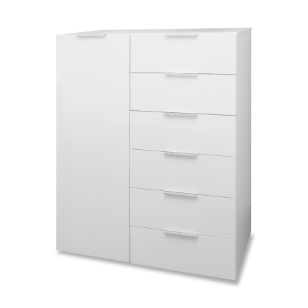 Комод ШАЛЕ 1 дв.6 ящ/Белый Жемчуг/СофтТач