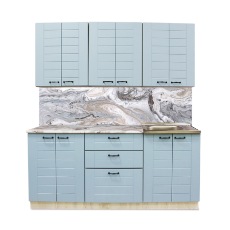 Кухонный гарнитур Сонет сосна лофт/бирюза (столещник, без мойки) 1,8м Кухонный гарнитур Сонет сосна лофт/бирюза (столещник, без мойки) 1,8м