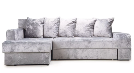 Диван угловой Марго левый светло-серый велюр Диван угловой Марго левый светло-серый велюр