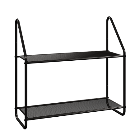 Полка настенная Барселона 22 , 2-х ярусная /Черный/ 650 х 245 х 620