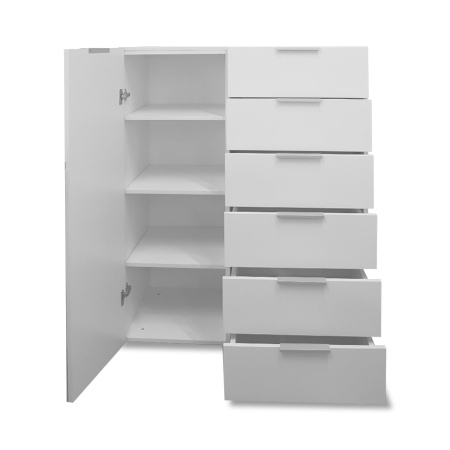 Комод ШАЛЕ 1 дв.6 ящ/Белый Жемчуг/СофтТач