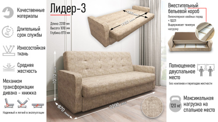 Диван-кровать "Лидер 3" S 2292 -24