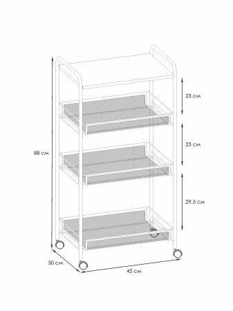 Этажерка "Ладья 34 КС 4секц (колес и стол под дер)" Ч