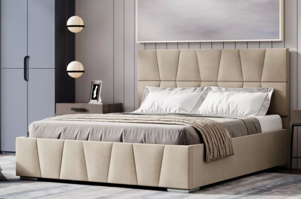 Кровать Пассаж (04) 1600*2000+Рама для кровати 1600*2000 (без косынок) с подъемным механизмом /Glory 110 беж