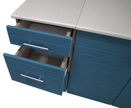 Кухонный гарнитур №9 белый/бирюза  (столешник, без мойки) 2,0м