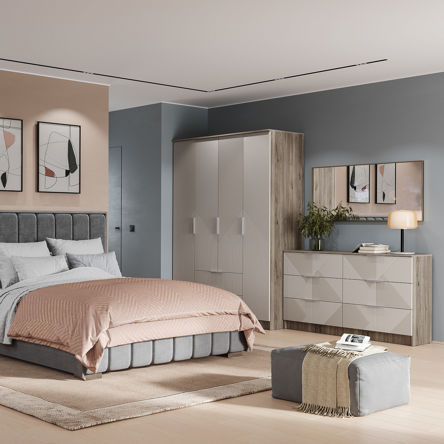 Эмилия Шкаф ШК-11 4дв Дуб смоки/Айриш