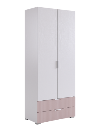 Зефир Шкаф двухдверный 120.01/белое дерево/пудра розовая (эмаль)