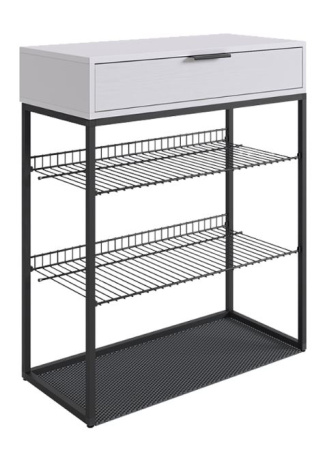 Обувница Краш (черный муар/белое дерево)/