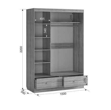 Виктория-1 Шкаф-купе SPV-2.01.0788 дуб сонома