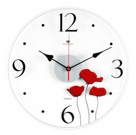 Часы настенные прозрачные "Маки"3433-002