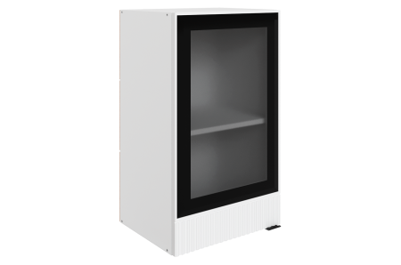 БАРИСТА Шкаф навесной L400 H720 (1 дв.рамка ЛЕВЫЙ) (белый/милк матовый) 