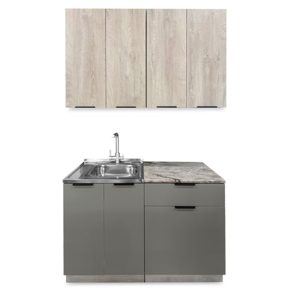 Кухня ДЖАЗ  Дуб Эндгрейн/ЭвоГлосс Тёмно Серый +сушка+планка