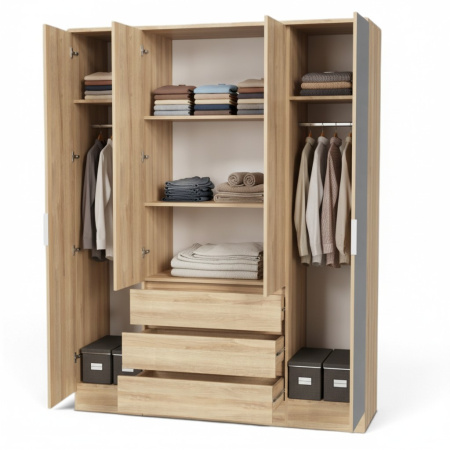 ВЕНСЕН Шкаф 4дв, 2 ящ/Стандарт-Зеркало