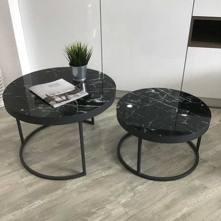 Стол Эрвин черный/белый мрамор