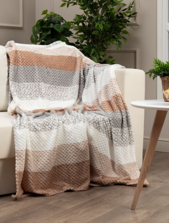 Плед Texrepublic фланель жаккард печ Беж размер 150*200