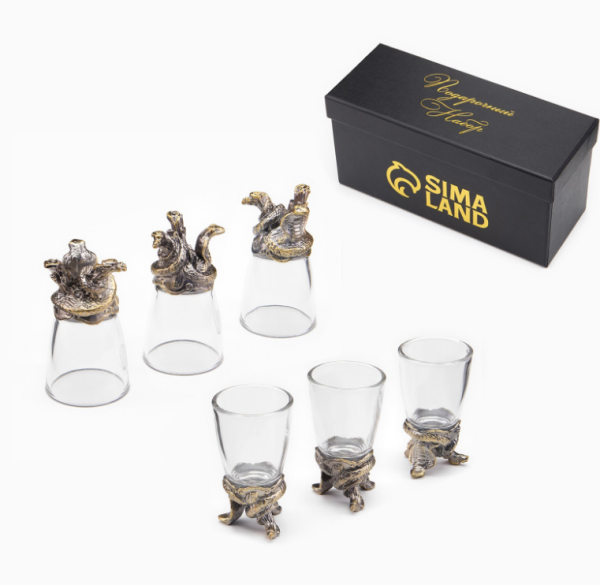 Стопки для водки "Змеи", набор на 3 перс, стопка 30 мл Стопки для водки "Змеи", набор на 3 перс, стопка 30 мл