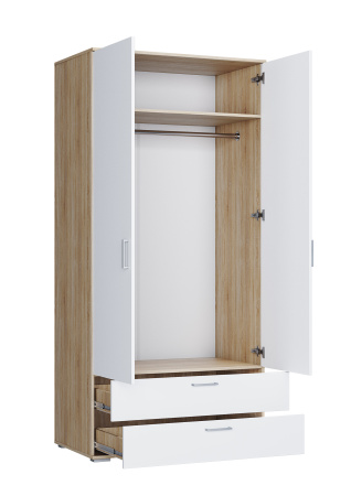 Шкаф ШР 2/1 с ящиками  Лайт белый/корпус дуб сонома Шкаф ШР 2/1 с ящиками  Лайт белый/корпус дуб сонома